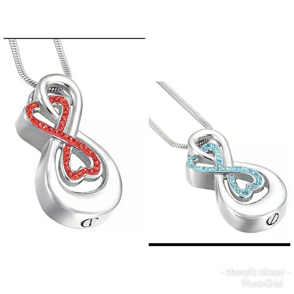 Love heart Infinity cremation urn necklace